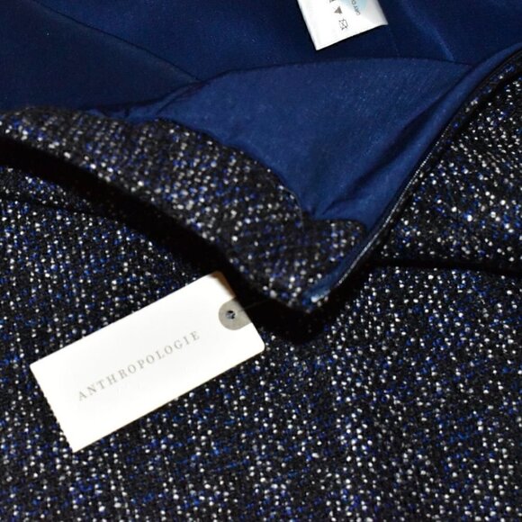 Anthropologie RO & De Audrey Tweed Trumpet Skirt High Low Navy Size S - Picture 6 of 11